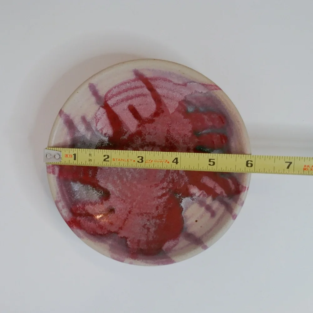 Hand Made & Signed Art Pottery Dish Brick Red